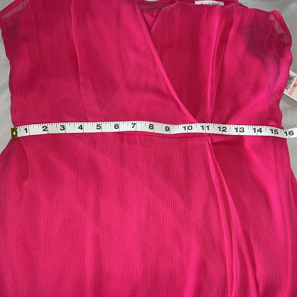 NWT Calvin Klein Cocktail Dress Size 10 Hibiscus High Low Chiffon - Picture 8 of 15